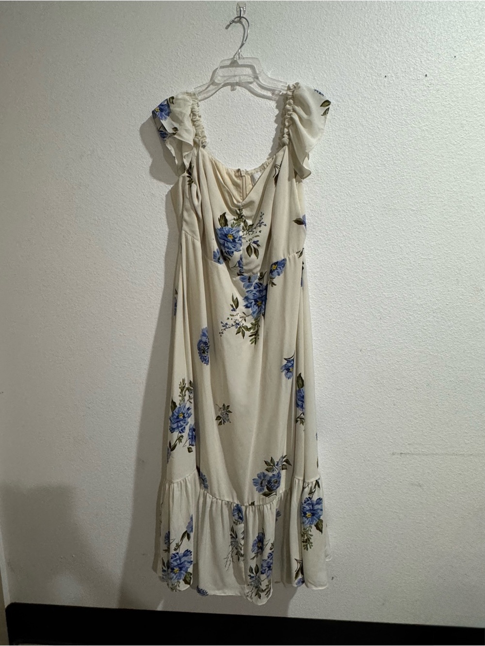Sugarlips Cream Maxi Dress with Blue Floral Print